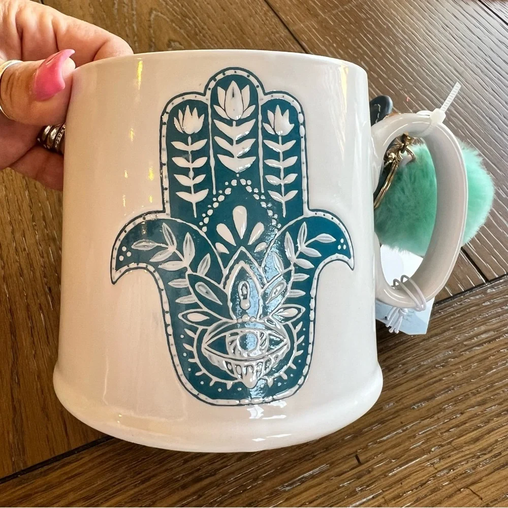 Bohemian Hamsa Mug Hamsa keychain Bonus NWT - Picture 5 of 11